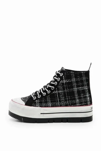 Tartan Platform High-Top Sneakers
