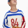 Three-Quarter Sleeve Striped T-Shirt