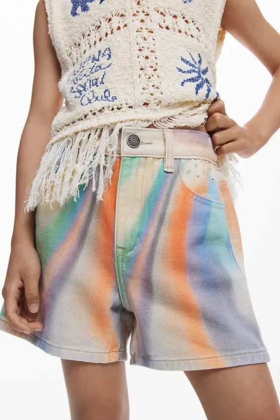 Tie-Dye Denim Shorts Tie-Dye Denim Shorts