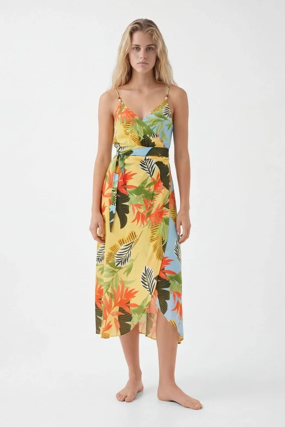 Tropical Wrap Midi Dress Tropical Wrap Midi Dress