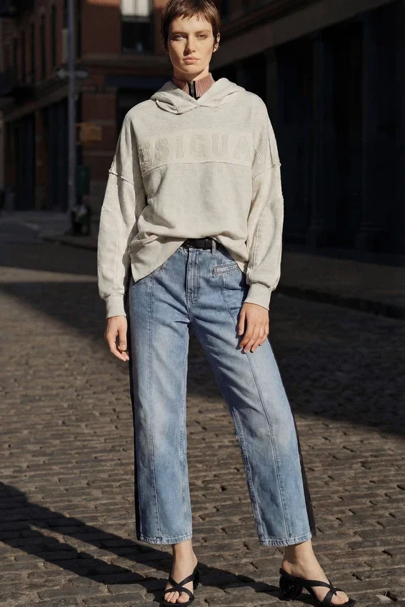 Two-Material Denim Trousers Two-Material Denim Trousers