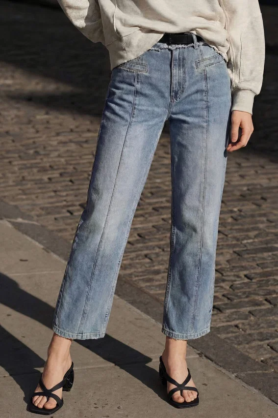 Two-Material Denim Trousers Two-Material Denim Trousers