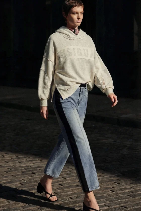 Two-Material Denim Trousers Two-Material Denim Trousers