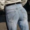 Two-Material Denim Trousers Two-Material Denim Trousers