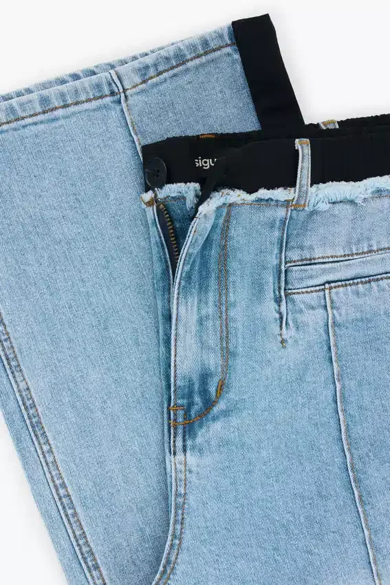 Two-Material Denim Trousers Two-Material Denim Trousers