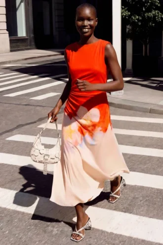 Two-Tone Floral Dress