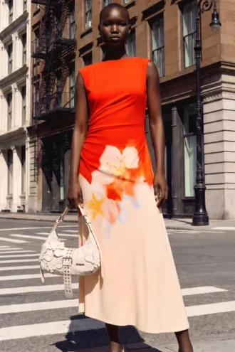 Two-Tone Floral Dress