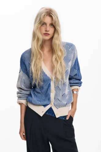 Two-Tone Knit Cardigan