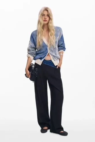 Two-Tone Knit Cardigan