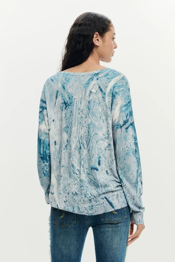 V-Neck Sweater with Abstract Print V-Neck Sweater with Abstract Print