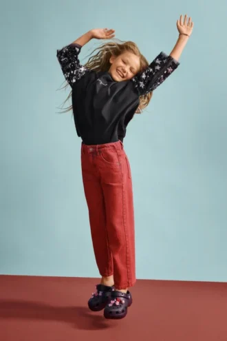 Washed-Effect Denim Trousers
