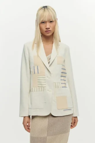 White Patchwork Blazer