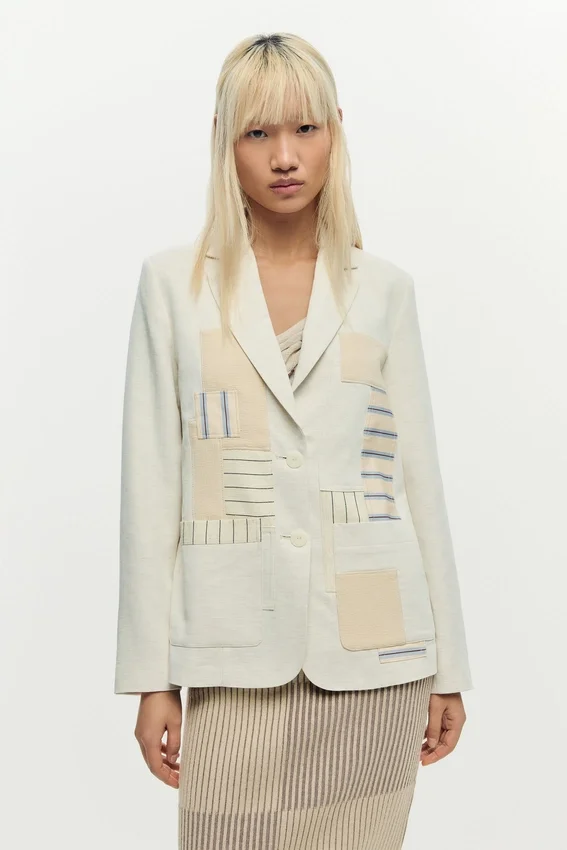 White Patchwork Blazer White Patchwork Blazer