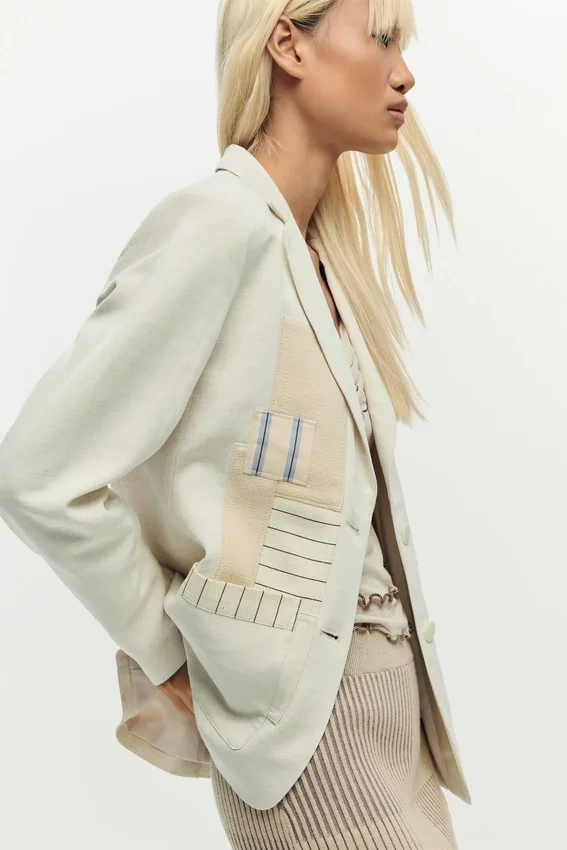 White Patchwork Blazer White Patchwork Blazer