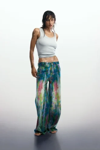 Wide Leg Splatter Jeans