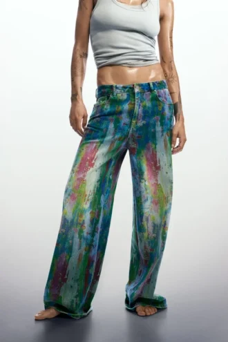 Wide Leg Splatter Jeans
