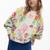 Wide-Sleeve Lettering Sweatshirt