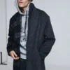 Wool Bimaterial Checkered Coat