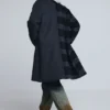 Wool Bimaterial Checkered Coat