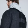 Wool Bimaterial Checkered Coat