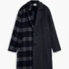 Wool Bimaterial Checkered Coat