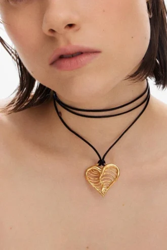Zalio Cord Gold-Plated Heart Pendant