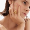 Zalio Gold-Plated Leaf Heart Ring