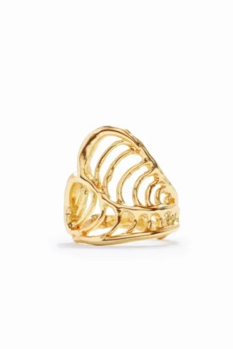 Zalio Gold-Plated Leaf Heart Ring