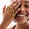 Zalio Gold Plated Letter M Ring