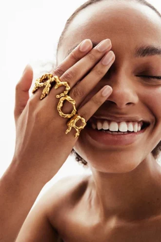 Zalio Gold Plated Letter M Ring