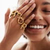 Zalio Gold Plated Letter R Ring