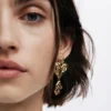 Zalio Gold-Plated Triple Heart Earrings
