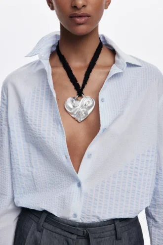 Zalio Silver-Plated Heart Pendant Necklace