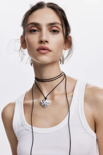 Zalio Silver-Plated Heart Pendant with Cord