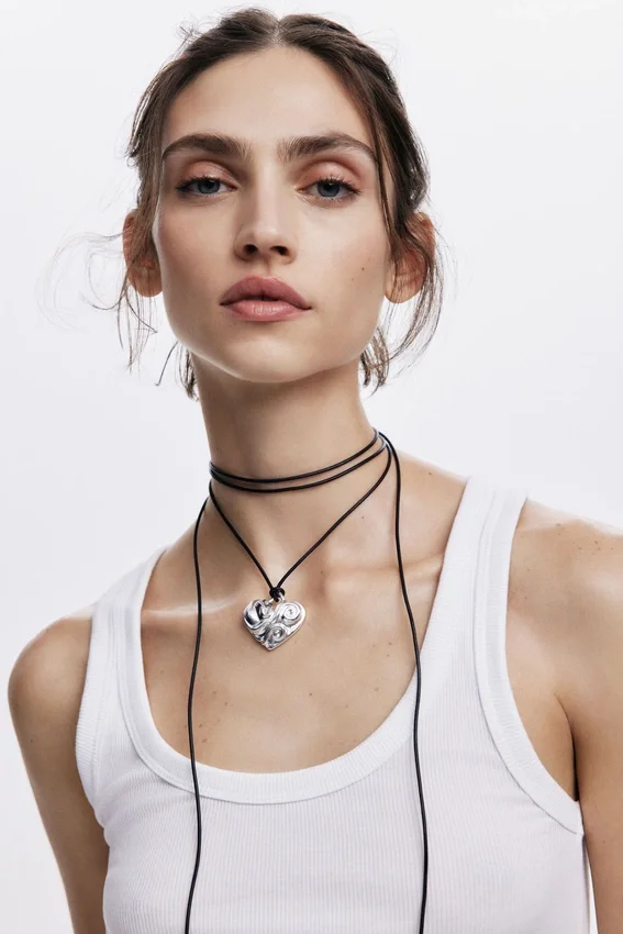 Zalio Silver-Plated Heart Pendant with Cord Zalio Silver-Plated Heart Pendant with Cord