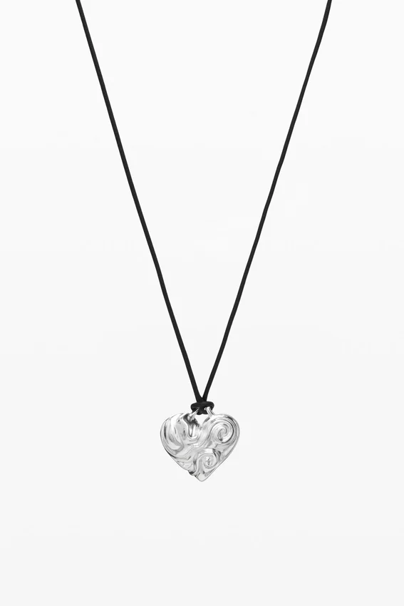 Zalio Silver-Plated Heart Pendant with Cord Zalio Silver-Plated Heart Pendant with Cord
