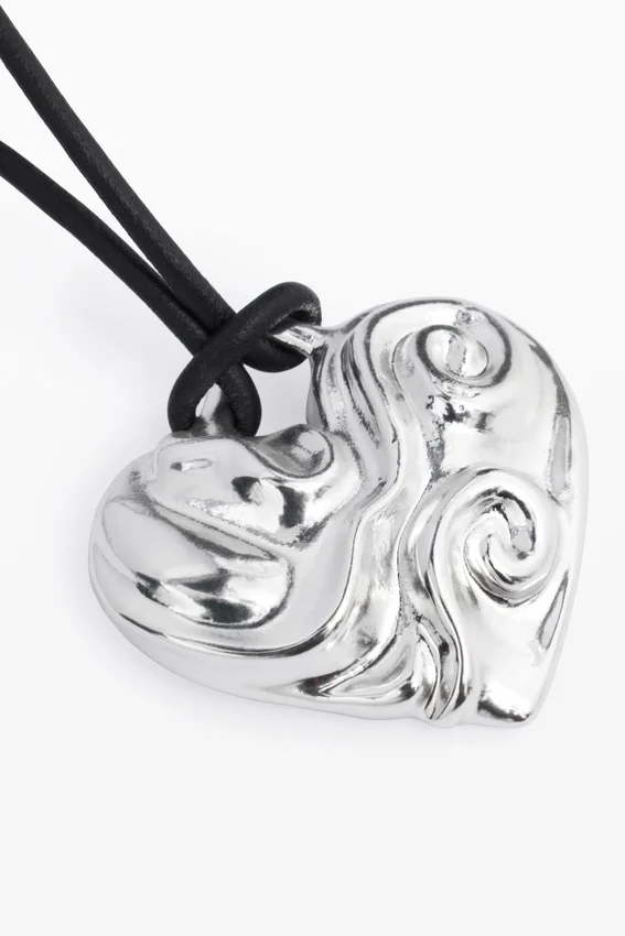 Zalio Silver-Plated Heart Pendant with Cord Zalio Silver-Plated Heart Pendant with Cord